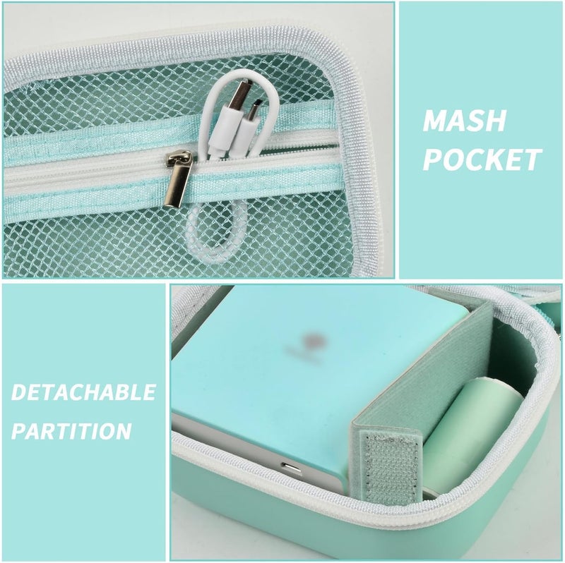 Grapsa Case for Memoking T02/ for ETIKEZ/for Phomemo M02/ T02/ M02S/ M02 pro/ M02X Inkless Sticker Photo Printer. Portable Printer Storage Holder for Label Maker, Thermal Paper, USB Cable (Box Only)-Green - Image 4
